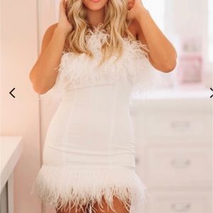 Feather white dress